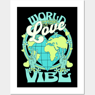 WORLD WIDE LOVE VIBE (Lime/Aqua) Posters and Art